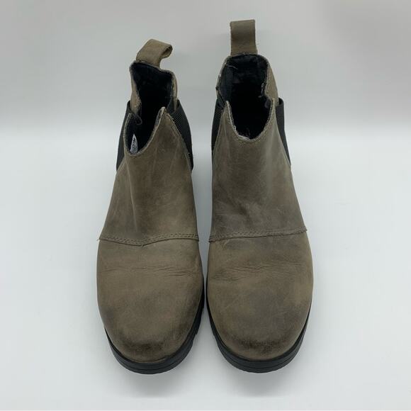Sorel Emelie Chelsea Waterproof Leather Boots In Quarry Olive/Grey Sz 6.5 Winter - Picture 5 of 11